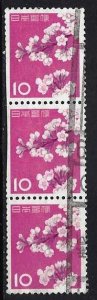JAPAN #725, USED STRIP OF 3 - 1961 - JAPAN021DTS13