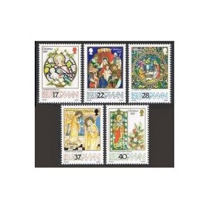 Isle of Man 524-528,MNH.Michel 523-527. Christmas 1992.Windows from Churches.