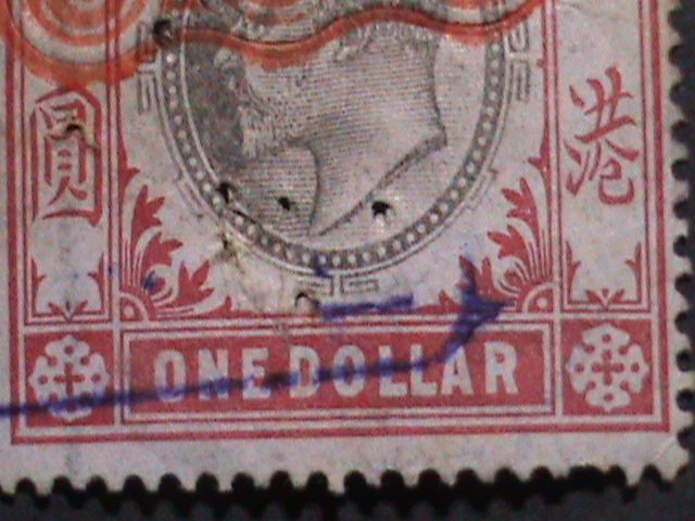 HONG KONG-CHINA-1903 OVER 119 YEARS OLD REVENUE STAMP- KING GEORGE V- USED-VF