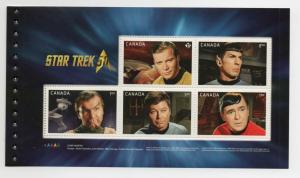 Scott 2912i MNH Star Trek 2016 BP of 5 from Prestige booklet USS Enterprise Crew