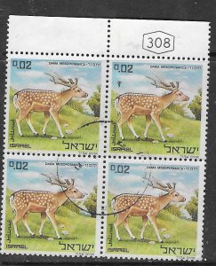 Israel #436 2a Persian Fallow Deer   Blockof 4 (U) CV $1.00