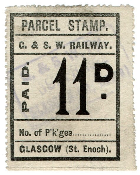 (I.B) Glasgow & South Western Railway : Parcel Stamp 11d (Glasgow)