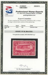 USA Q8 - 20 cent Parcel Post - PSE Graded Cert: XF 90 Mint D.O.G.