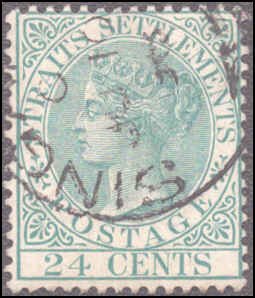 Straits Settlement #54, Incomplete Set, Singapore Cancel, 1883, Used