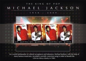 Saint Kitts 2009 - Michael Jackson - Sheet of 4 Stamps - Scott #731 -  MNH