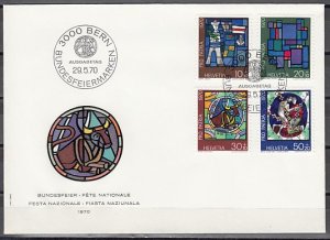 Switzerland, Scott cat. B390-B393. Stained Glass Art issue. First day cover. ^