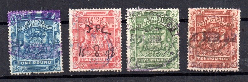 Rhodesia BSAC 1892 high values to £10 fiscally used WS15425