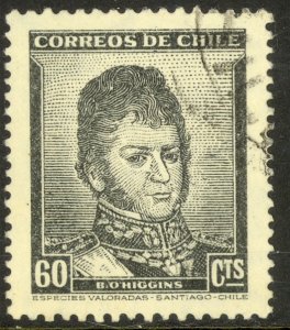 CHILE 1948 60c Bernardo O'Higgins Portrait Issue Sc 252 VFU