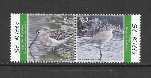 BIRDS - ST KITTS #750a-b DOWITCHER MNH