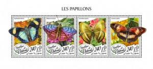 Djibouti - 2018 Butterflies - 4 Stamp Sheet - DJB18112a