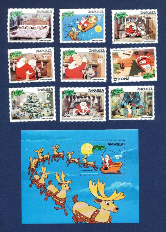 ANGUILLA - # 453-462 - VFMNH set & S/S - The Night Before Christmas, Santa 1981