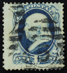 U.S. Used Stamp Scott #156 1c Franklin, Jumbo. Intense Color. Duplex Cancel.