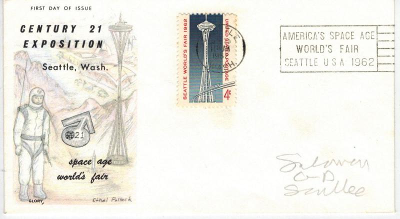 1962 Seattle World's Fair #1196 Space Needle Space Age Slogan on Glory FDC