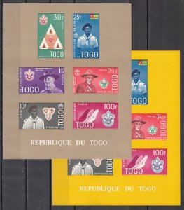 Togo, Scott cat. 401-406. Togo Scouts on 2 Different IMPERF s/sheets. ^