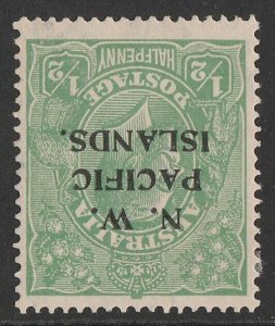 NEW GUINEA - NWPI 1918 KGV ½d green Large Mult wmk inverted.