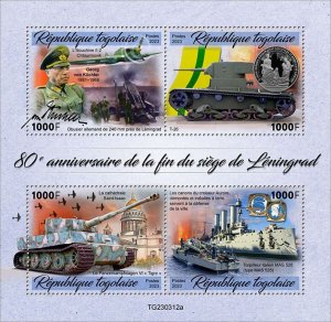 TOGO - 2023 -Battle of Leningrad, 80th Anniv - Perf 4v Sheet - Mint Never Hinged