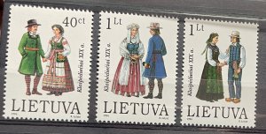 (9198) LITHUANIA 1996 : Sc# 539-541 COSTUMES 19TH CENT - MNH VF