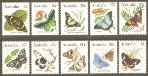 AUSTRALIA Sc# 872 - 880 MNH FVF Set10 Butterflies