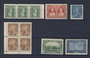 11x Canada Stamps; #211 to #216 All are MNH VF. Guide Value = $45.00