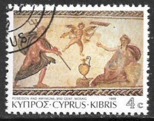 CYPRUS 1989 4c POSEIDON and AMYMONE MOSAIC Pictorial Sc 740 CTO used