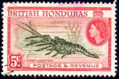 Spiny Lobster, British Honduras stamp SC#148a used