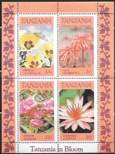 Tanzania in Bloom - Mint Souvenir Sheet Flowers #318a