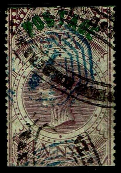 1866 India #29 Revenue Stamp w/Green Overprint - Used - VF - CV$175.00 (E#3827)