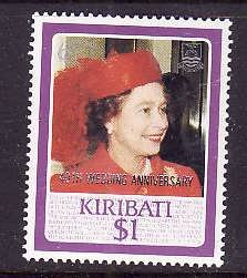 Kiribati-Sc#499-unused NH $1 QEII 40th Wedding anniversary-1987-