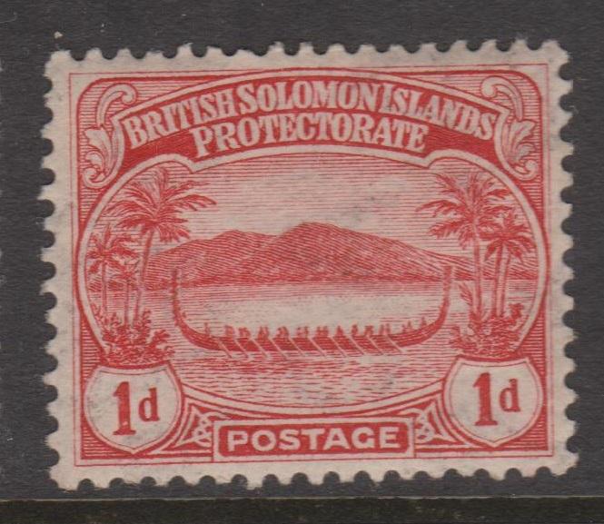 British Solomon Islands 1908 1 d Carmine Small Canoe Sc#9 Mint