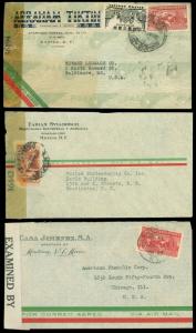 1942-4 WWII LOT/5 Censored, MEXICO to USA, 4 Different Advertising Covers! C/C's