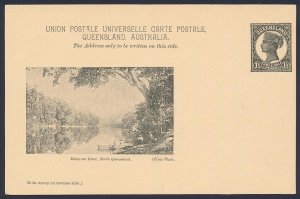 QUEENSLAND Postcard 1898 QV 1½d black view Mulgrave River.