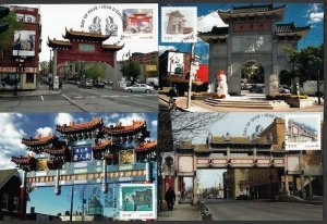 CANADA #2642a-h, 8 DIFF CHINESE GATES in CANADIAN CITIES, set of 8 MAXICARDS