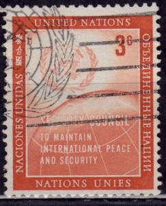 United Nations, 1957, UN Emblem and Globe, 3c, sc#55, used