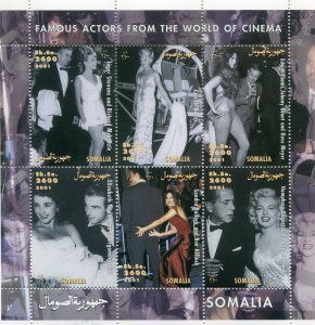 Somalia 2001 FAMOUS ACTORS & ACTRESSES Sheet (6v) Perforated Mint (NH)