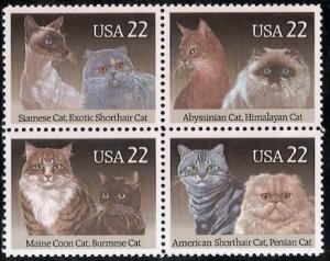 #2372-75, Blk-4.\ CATS \. MNH. 22cent