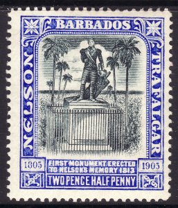 1906 Barbados Lord Nelson Monument Two Half Pence issue MMH Sc# 106 CV $4.50