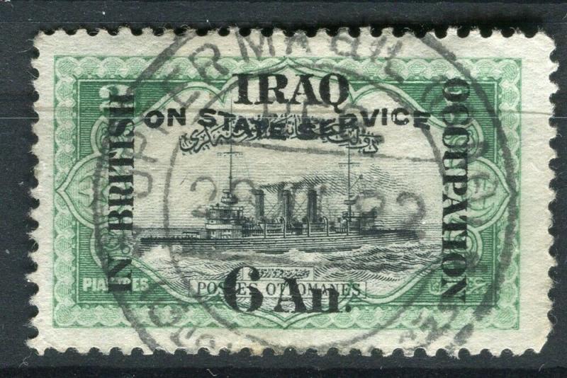 IRAQ; 1920 BRITISH OCC. SERVICE Optd. issue used 6a. value + good POSTMARK