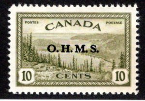 O6, 10c Great Bear Lake, overprinted O.H.M.S., MLH, XF, Canada Official Stamp