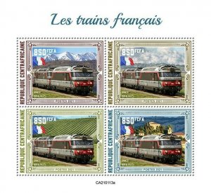 Central African Rep 2021 MNH French Trains Stamps SNCF BB 67475 Railways 4v M/S