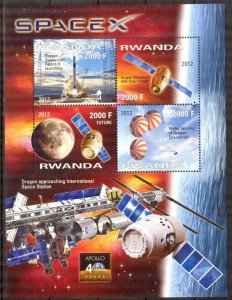 Rwanda 2012 Space Spacex Sheet MNH