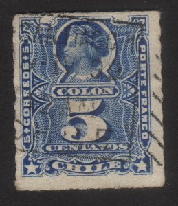 1883, Chile 5c, Used, Christopher Columbus, Sc 28