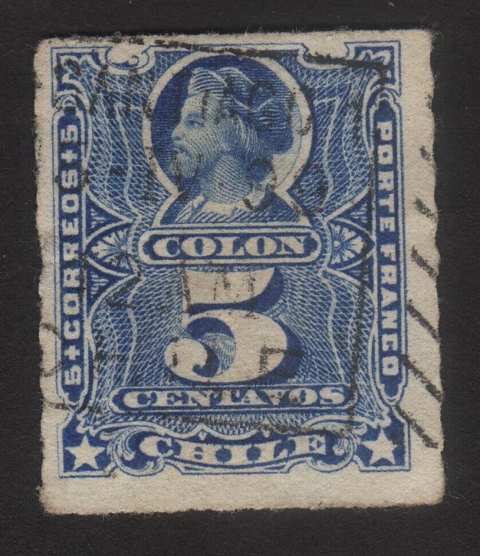 1883, Chile 5c, Used, Christopher Columbus, Sc 28