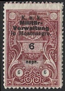 MONTENEGRO (Czerna Gora) 6P Mint NH  Austria Military Revenue, VF, Bft 13