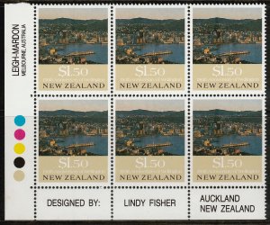 New Zealand 1990 $1.50 150th Anniversaries - Cities Plate Block UHM
