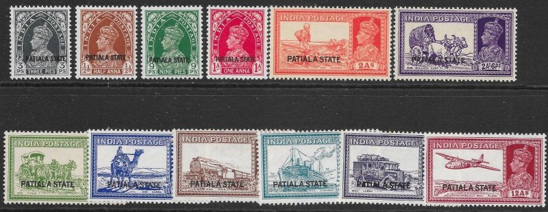 INDIA-PATIALA SG80/91 1937-8 SET TO 12a MTD MINT (r)