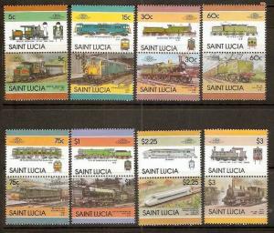 Saint Lucia 1985 Locomotive Railway Train Transport Se-tenant Pair 16v MNH ++...