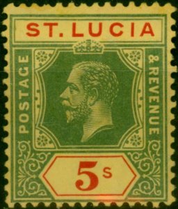 St Lucia 1921 5s Green & Red-Yellow SG88 Fine MM