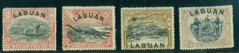 LABUAN #79-82, 8¢-24¢ hi vals in set, og, hinged, VF, Scott $204.50