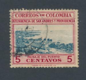 Colombia 1956 Scott 650 used - 5c, View of San Andres Harbor