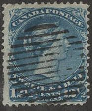 CAN SC #28b U 1868 12 1/2c Q Victoria w/short perf @ LR CNR CV $150.00